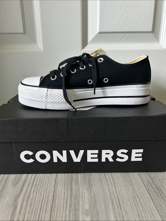 Converse Shoes - Converse Black Low Top Platform Sneakers with White Sole